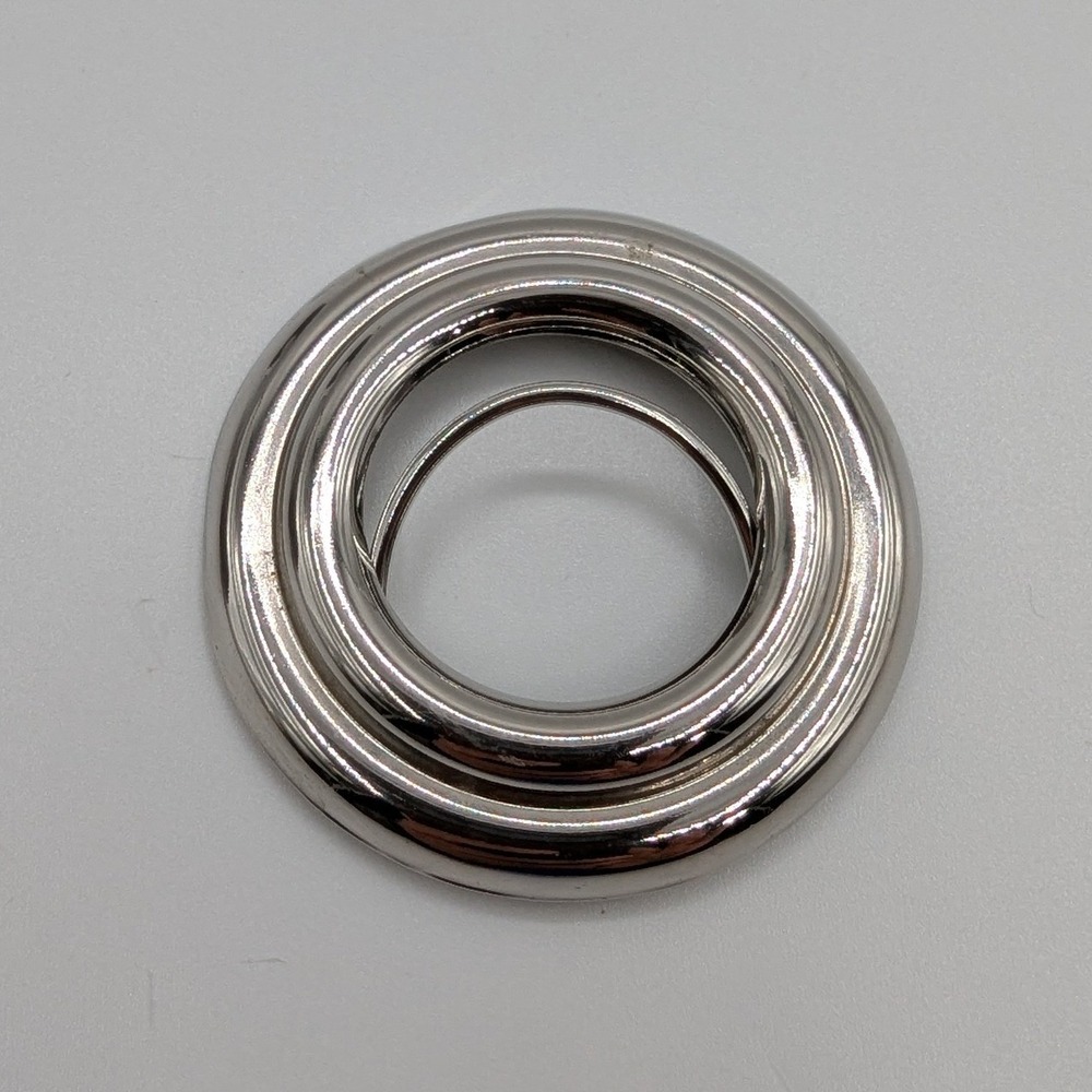 Vintage Silver Tone Concentric Double Ring Scarf Clip Slide